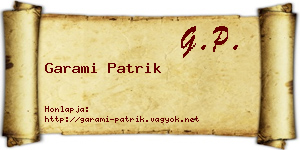 Garami Patrik névjegykártya